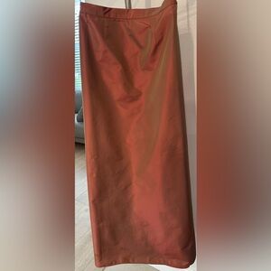 Kay Unger Attire festive attire maxi red coral orange skirt dep. on light silk 2